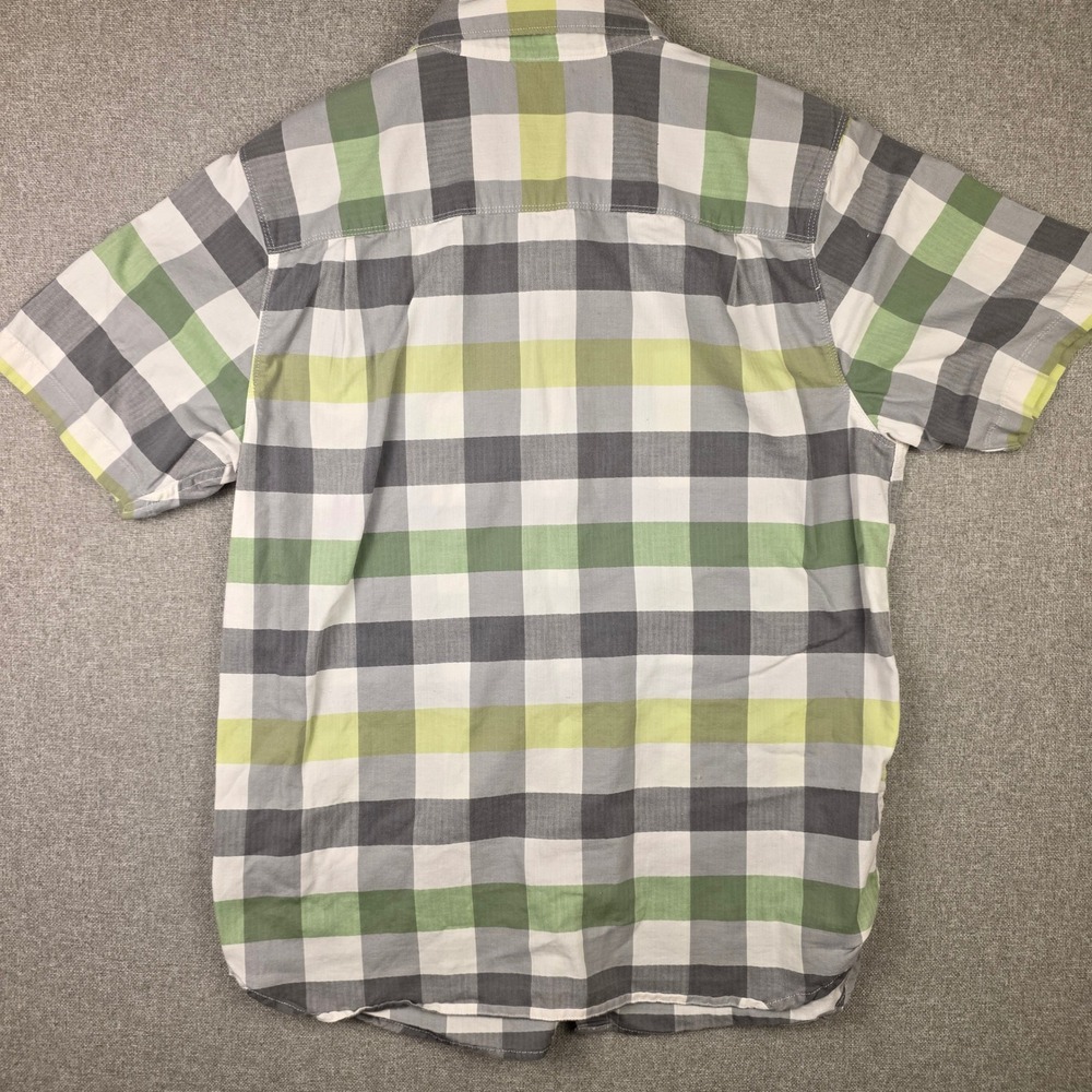 The North Face Mens Green Grey Plaid Short Sleeve Button Down Shirt Large - Picture 6 of 8